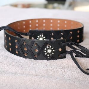 Black Leather Belt Size S (30-32") Top Grain Leather